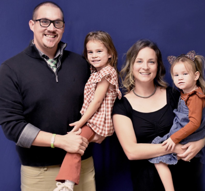 Jared McCollum with his wife Brandi and daughters Blakelee and Brooklyn.